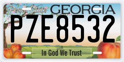 GA license plate PZE8532