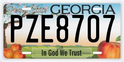 GA license plate PZE8707