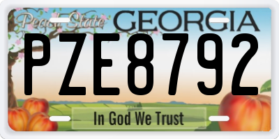 GA license plate PZE8792