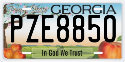 GA license plate PZE8850
