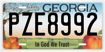 GA license plate PZE8992