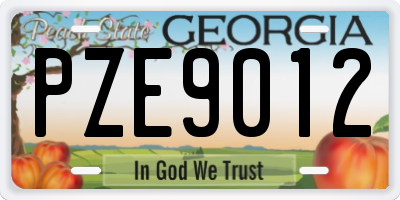 GA license plate PZE9012