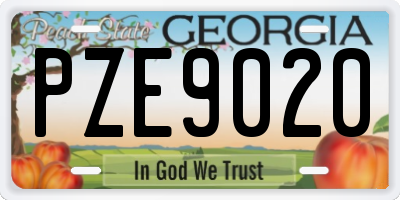 GA license plate PZE9020