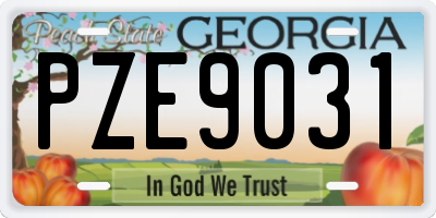 GA license plate PZE9031