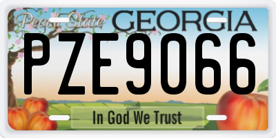 GA license plate PZE9066