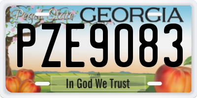 GA license plate PZE9083