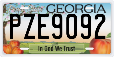 GA license plate PZE9092