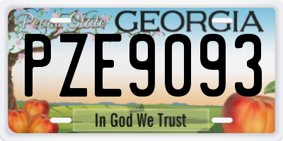 GA license plate PZE9093