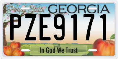 GA license plate PZE9171