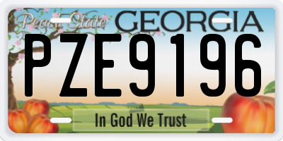 GA license plate PZE9196