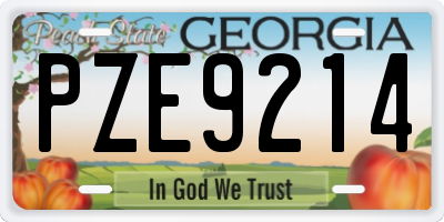 GA license plate PZE9214