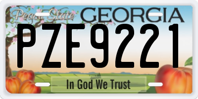 GA license plate PZE9221