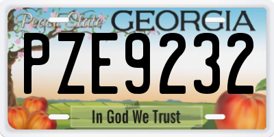 GA license plate PZE9232