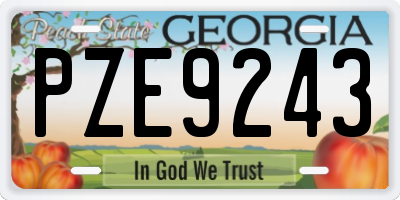 GA license plate PZE9243