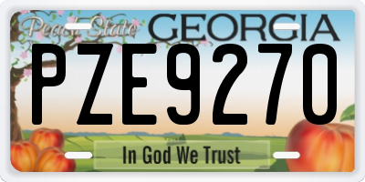 GA license plate PZE9270