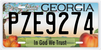 GA license plate PZE9274