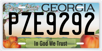 GA license plate PZE9292