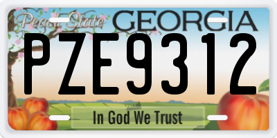 GA license plate PZE9312