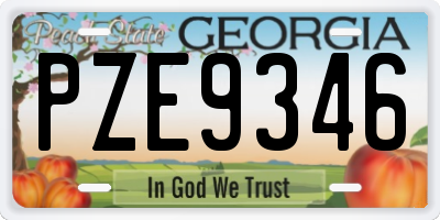 GA license plate PZE9346