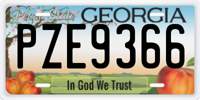 GA license plate PZE9366
