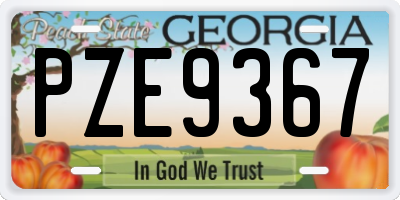 GA license plate PZE9367