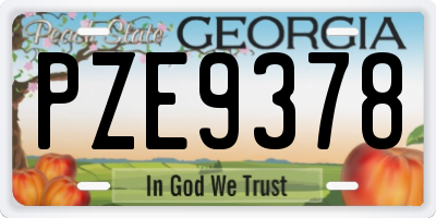 GA license plate PZE9378