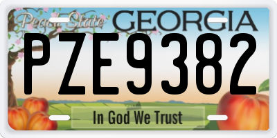 GA license plate PZE9382