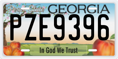 GA license plate PZE9396