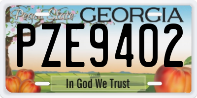 GA license plate PZE9402
