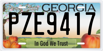 GA license plate PZE9417