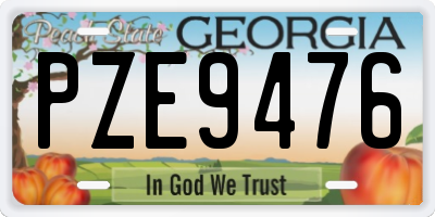 GA license plate PZE9476
