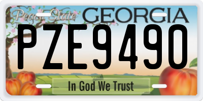 GA license plate PZE9490
