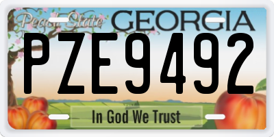 GA license plate PZE9492