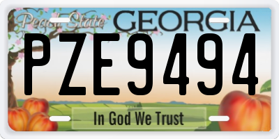 GA license plate PZE9494