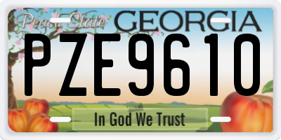 GA license plate PZE9610