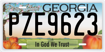 GA license plate PZE9623