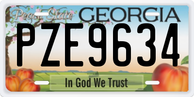 GA license plate PZE9634