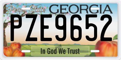 GA license plate PZE9652