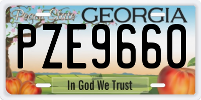 GA license plate PZE9660