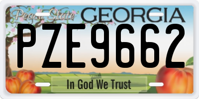 GA license plate PZE9662