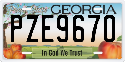 GA license plate PZE9670