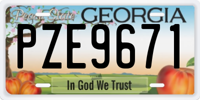 GA license plate PZE9671