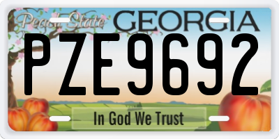 GA license plate PZE9692