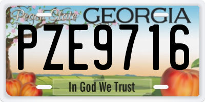 GA license plate PZE9716