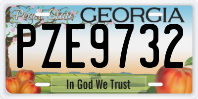 GA license plate PZE9732