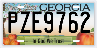 GA license plate PZE9762