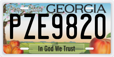 GA license plate PZE9820