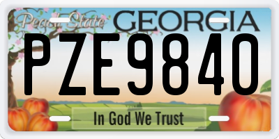 GA license plate PZE9840