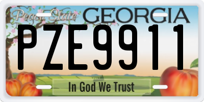 GA license plate PZE9911