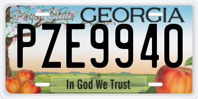 GA license plate PZE9940
